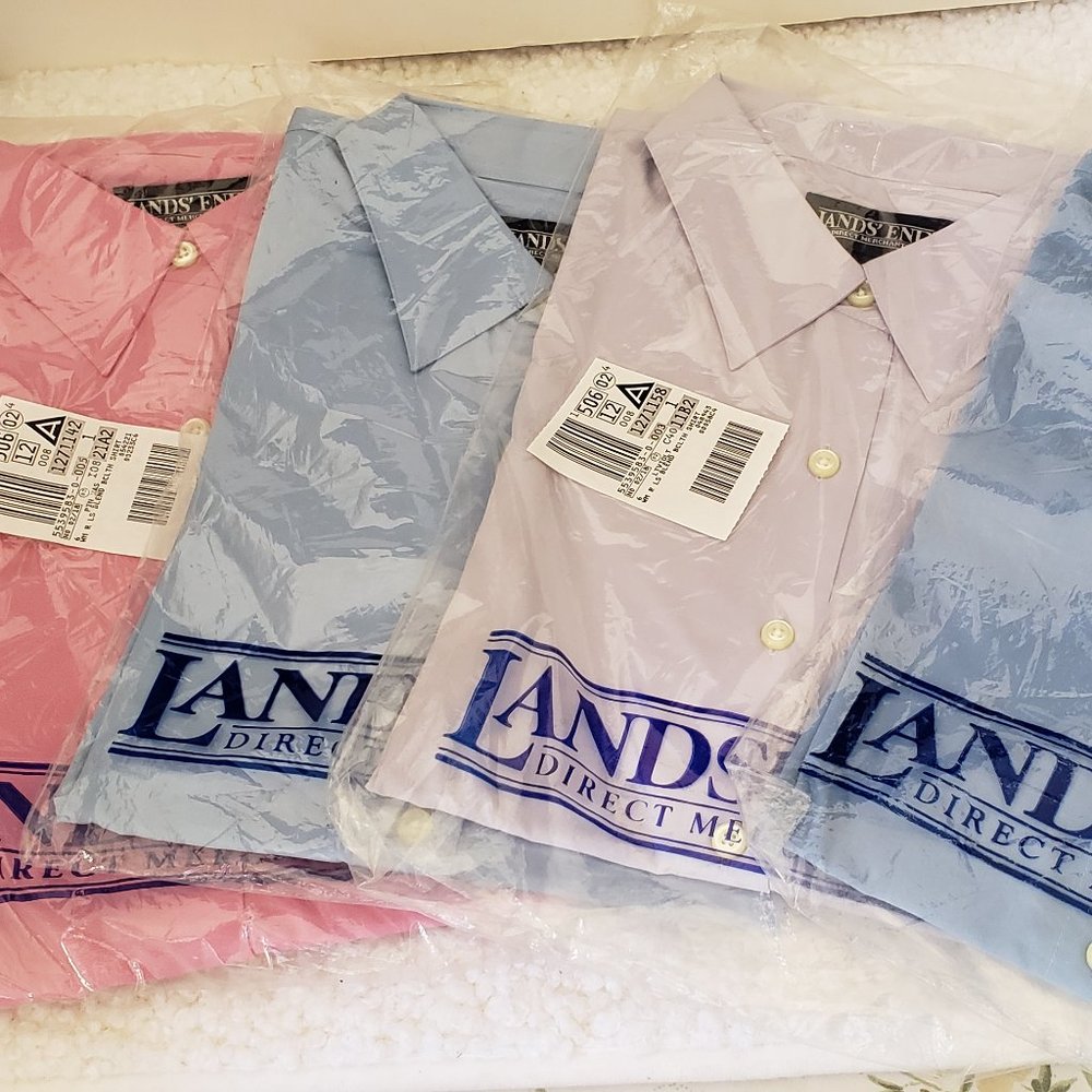 LAND'S END Women Regular Long-Sleeve Blended Broadcloth Dress Shirts-Size 6(NWT)